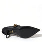 Crystal-Embellished Black Mary Jane Stilettos