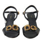 Elegant Black Leather Heels Sandals