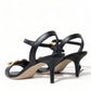 Elegant Black Leather Heels Sandals