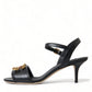 Elegant Black Leather Heels Sandals