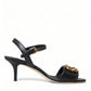 Elegant Black Leather Heels Sandals