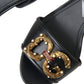 Elegant Black Leather Heels Sandals