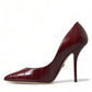 Elegant Bordeaux Eel Skin Pumps