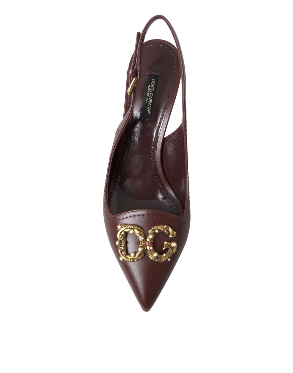 Elegant Leather Slingback Pumps - Chic Brown Hue