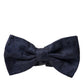 Blue Silk Adjustable Neck Men Papillon Bow Tie