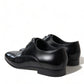 Elegant Black Leather Lace-Up Derby Shoes