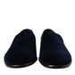 Elegant Blue Velvet Formal Loafers