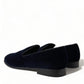 Elegant Blue Velvet Formal Loafers