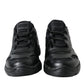 Sleek Low Top Leather Sneakers in Timeless Black