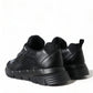 Sleek Low Top Leather Sneakers in Timeless Black