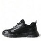 Sleek Low Top Leather Sneakers in Timeless Black