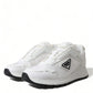 Sleek White Nylon Low Top Sneakers