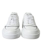 Sleek White Leather Low Top Sneakers