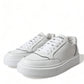 Sleek White Leather Low Top Sneakers