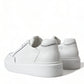 Sleek White Leather Low Top Sneakers