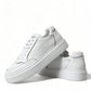 Sleek White Leather Low Top Sneakers