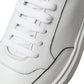 Sleek White Leather Low Top Sneakers