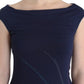 Elegant Sapphire Sheath Dress with Rhinestone Detail