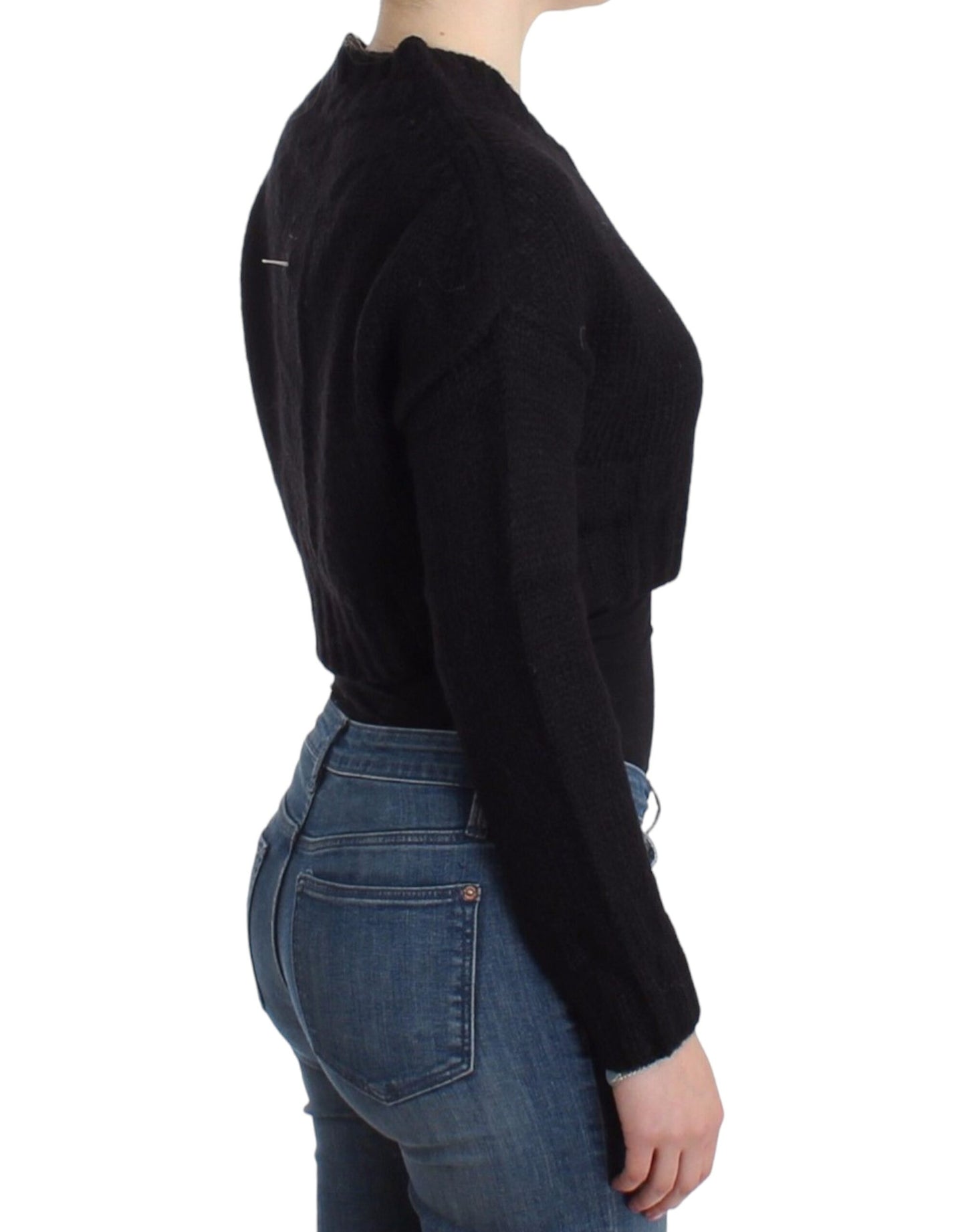 Elegant Cropped Mohair Blend Cardigan