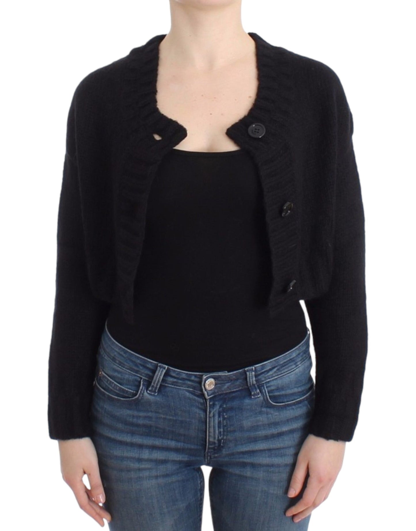 Elegant Cropped Mohair Blend Cardigan