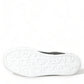 Elegant Black and White Leather Low-Top Sneakers