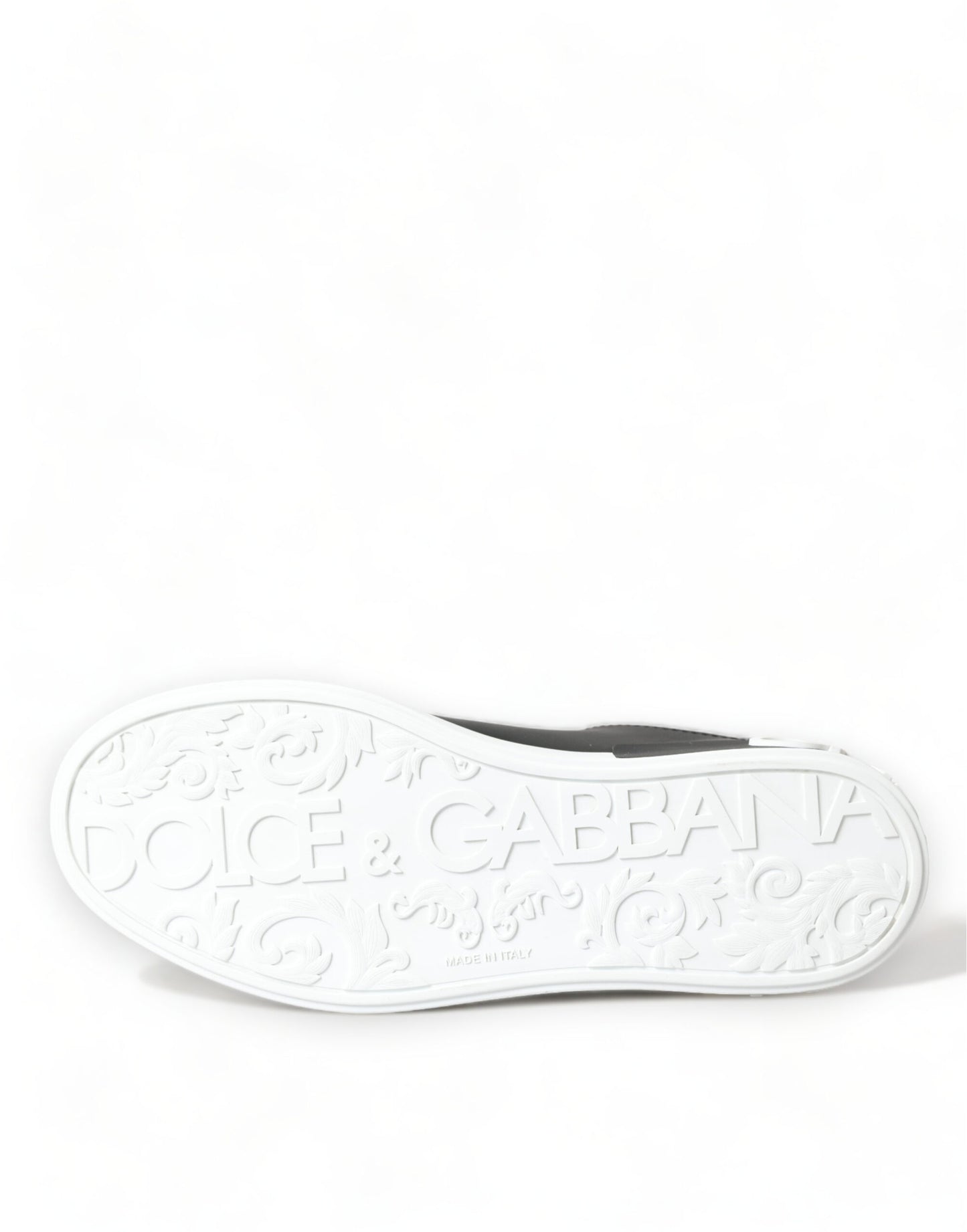 Elegant Black and White Leather Low-Top Sneakers