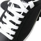 Elegant Black and White Leather Low-Top Sneakers