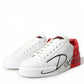 Chic Red and White Leather Sneakers