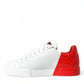 Chic Red and White Leather Sneakers