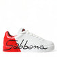 Chic Red and White Leather Sneakers