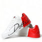 Chic Red and White Leather Sneakers