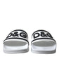 Chic White Designer Slides with Logo Detail
