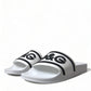 Chic White Designer Slides with Logo Detail