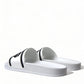 Chic White Designer Slides with Logo Detail