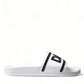 Chic White Designer Slides with Logo Detail