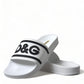 Chic White Designer Slides with Logo Detail