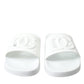 Chic White Logo Slide Sandals