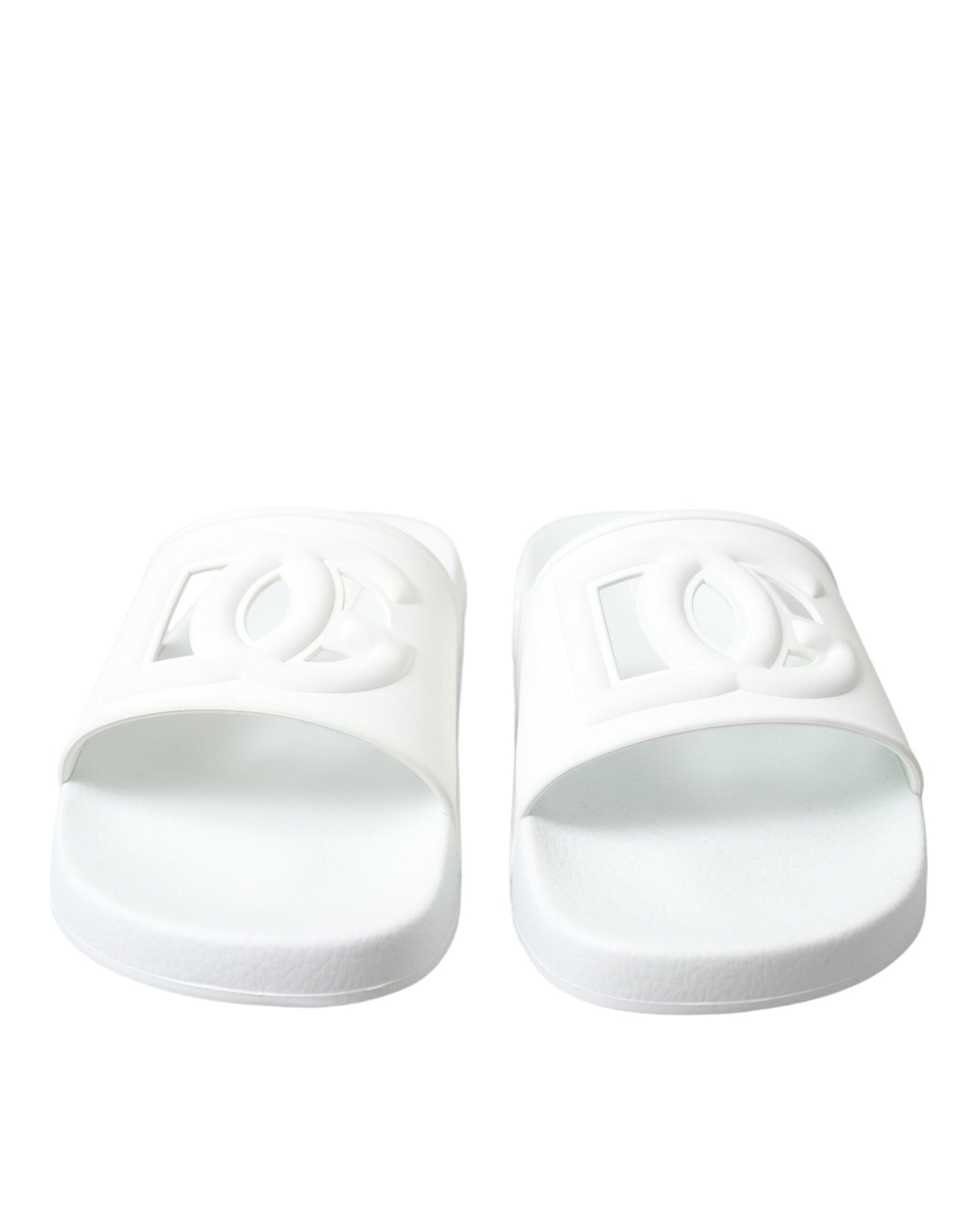 Chic White Logo Slide Sandals