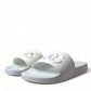 Chic White Logo Slide Sandals