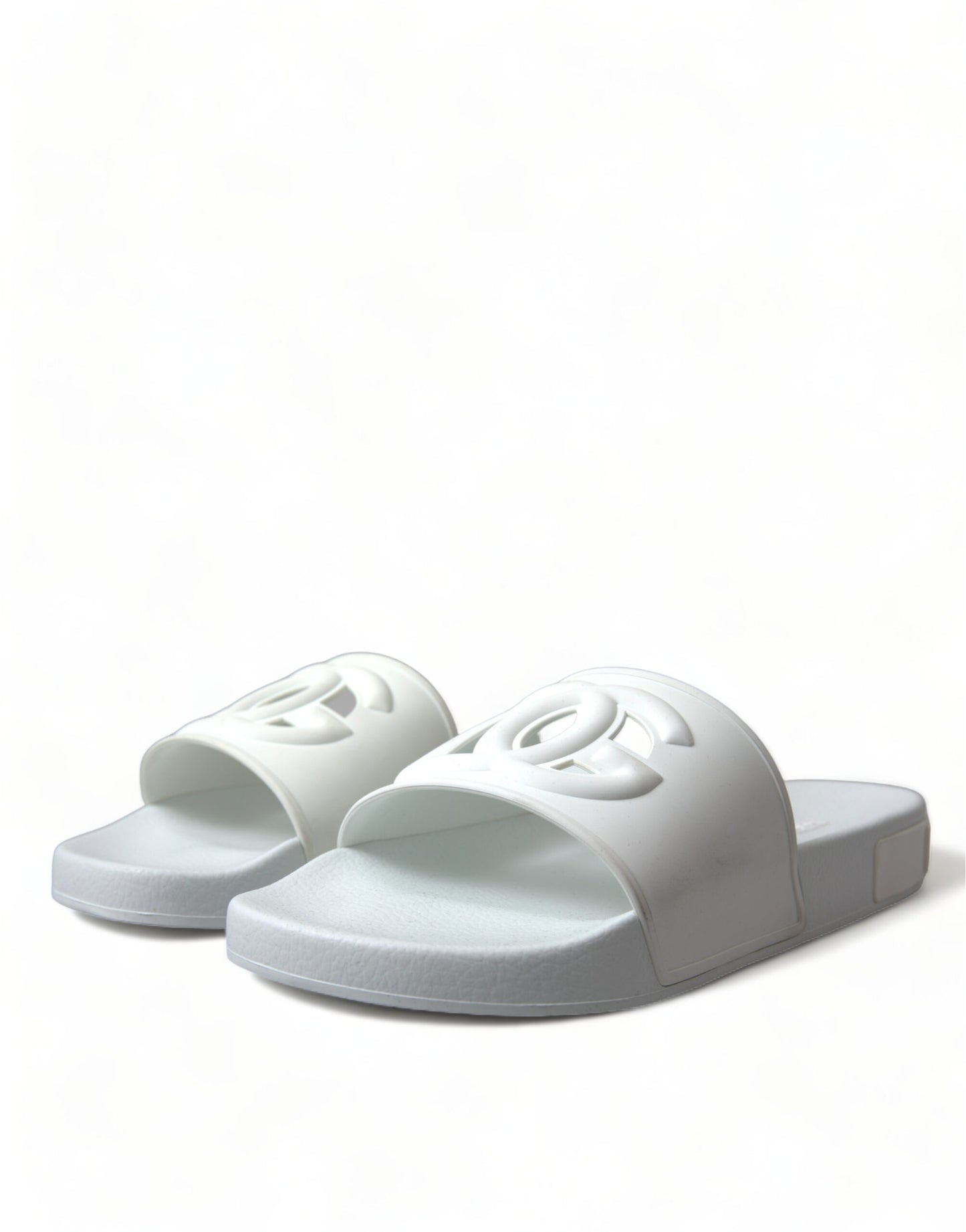 Chic White Logo Slide Sandals