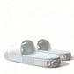 Chic White Logo Slide Sandals