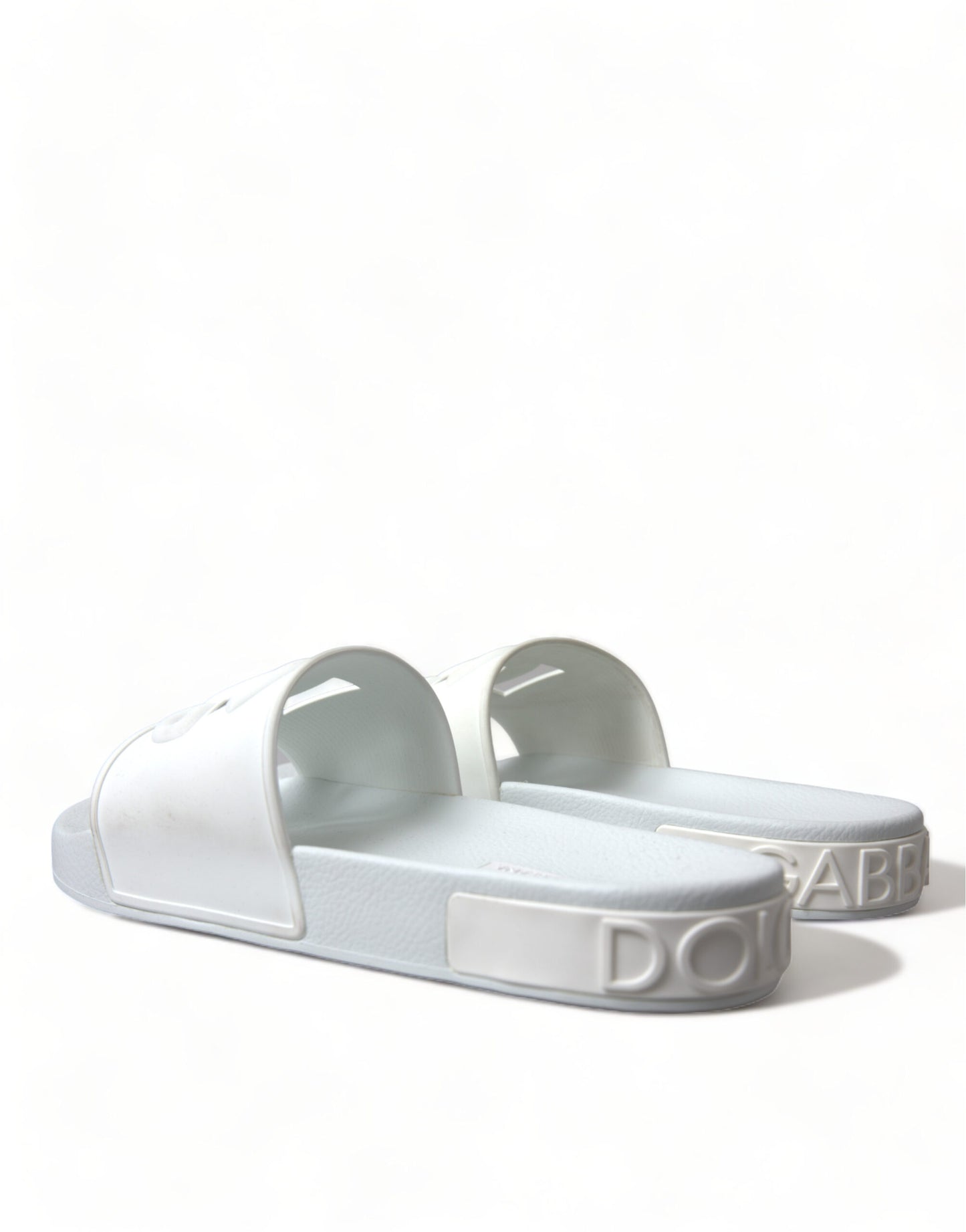 Chic White Logo Slide Sandals