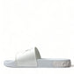Chic White Logo Slide Sandals