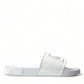 Chic White Logo Slide Sandals
