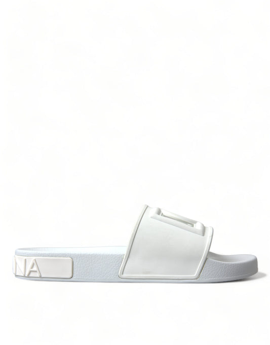 Chic White Logo Slide Sandals