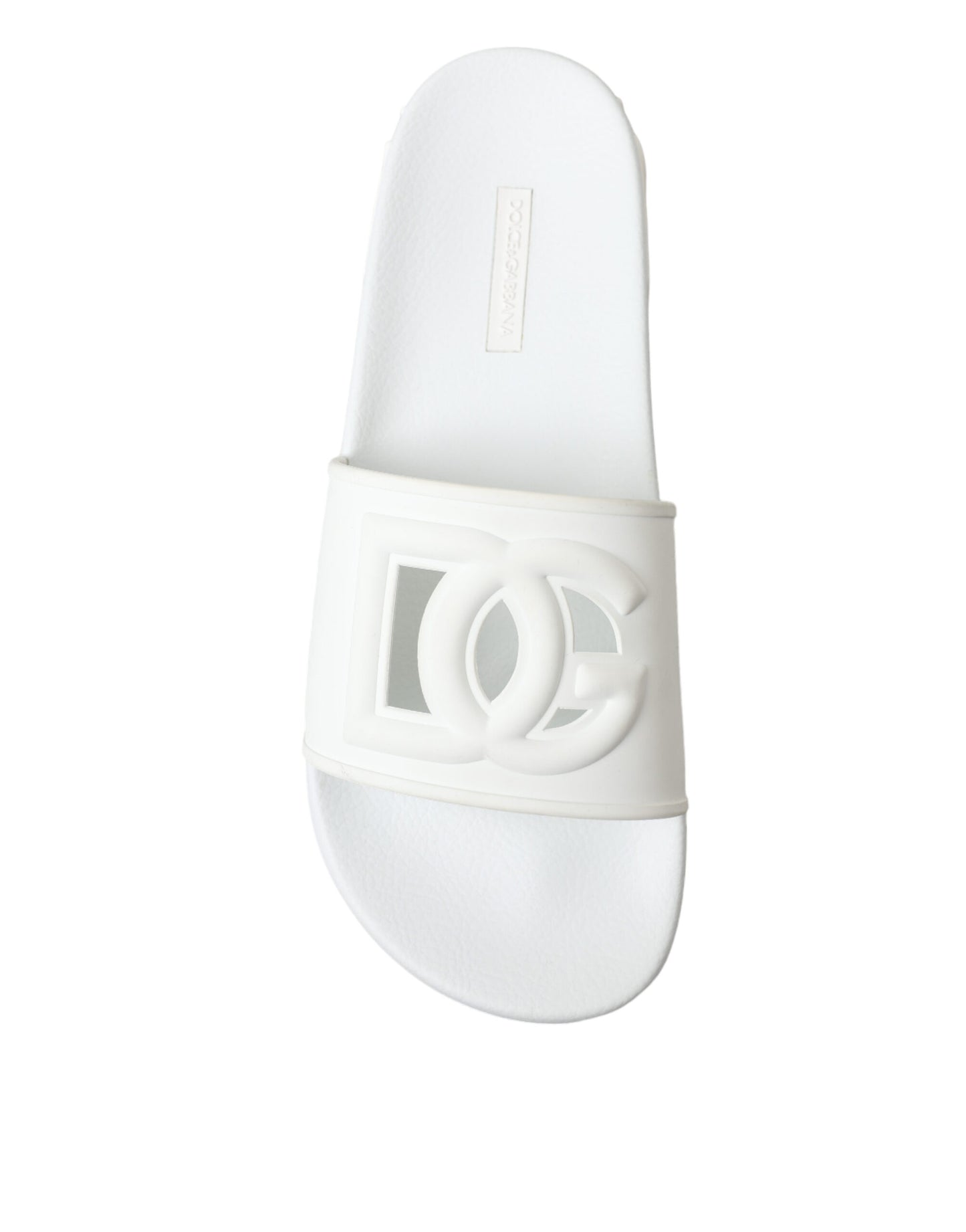 Chic White Logo Slide Sandals
