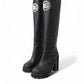 Elegant Black Leather Hi-Trekking Boots