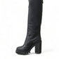 Elegant Black Leather Hi-Trekking Boots