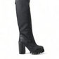 Elegant Black Leather Hi-Trekking Boots