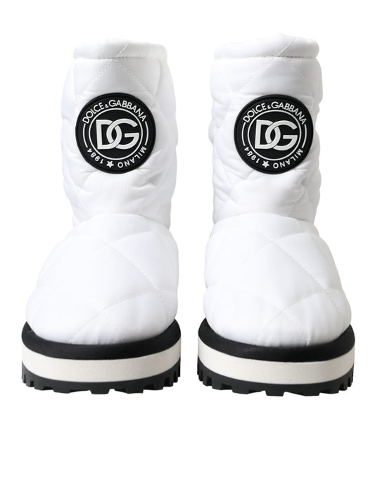 Elegant White Quilted Mid-Calf Boots